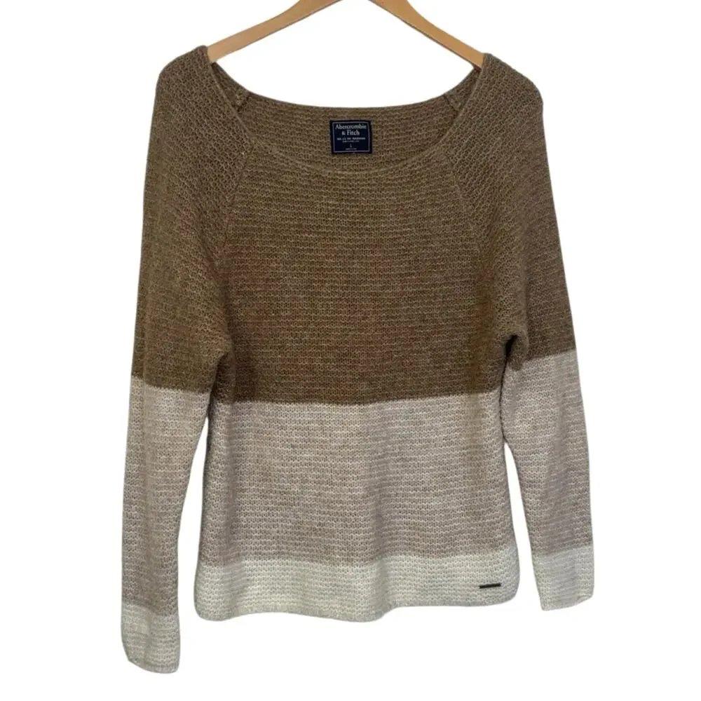 Abercrombie & Fitch Color Block Sweater Neutral Colors Size Large